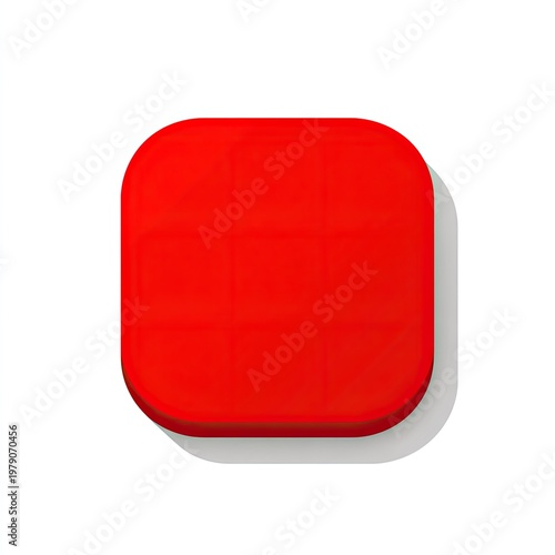 A vibrant red square with rounded corners and subtle grid lines