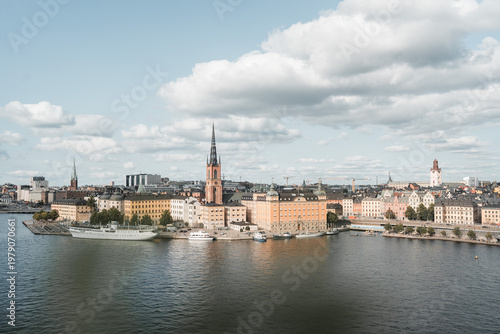 Photography Gamla Stan old city in Stockholm, Sweden views of orange and yellow homes