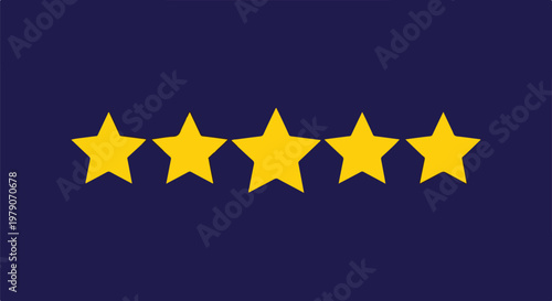 Five yellow stars arranged horizontally on a dark blue background