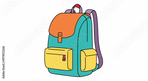 Colorful Cartoon Backpack with Pockets and Straps.