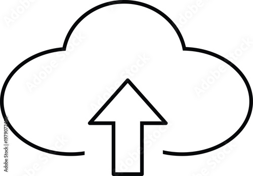Art & Illustration, Cloud server file upload outline vector icon for digital data storage connection and internet computing