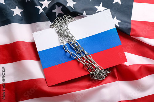 Chains on flags of Russia a...