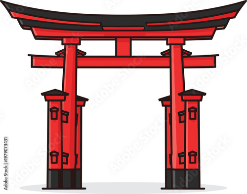 Vibrant Japanese torii gate standing tall