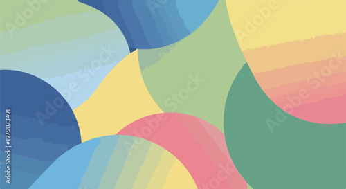 A colorful abstract composition of curved shapes