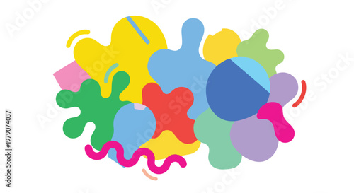 A colorful abstract composition of diverse shapes