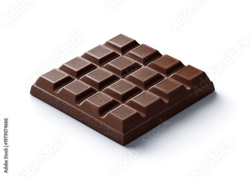 Square chocolate bar with segmented squares, isolated on a white background