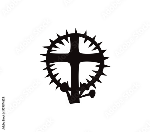 Silhouette of the Cross with Thorns, art vector design
