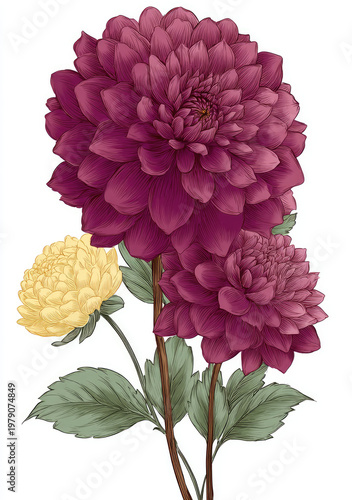 Deep crimson and vibrant yellow blossoms with textured petals and green leaves