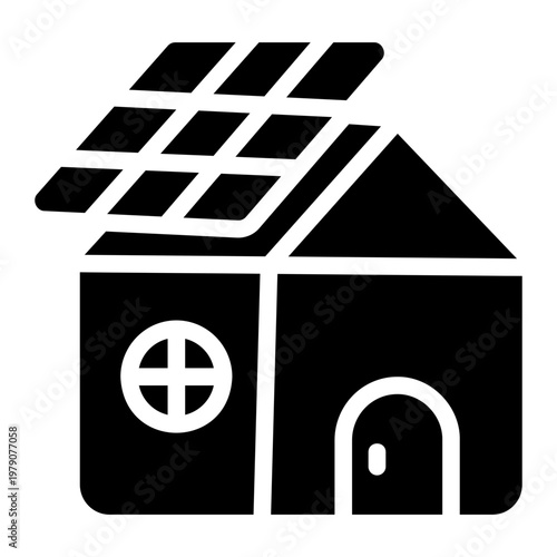 Solar panel home Solid icon