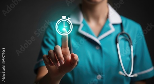 Healthcare innovation doctor interacting with futuristic digital interface