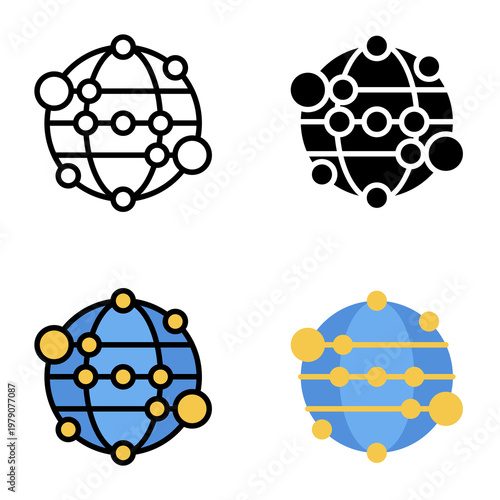 Network connection icon collection of various styles for design branding, print and digital media