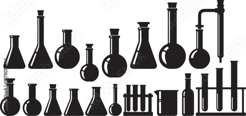 Laboratory equipment and glassware for science experiments and research
