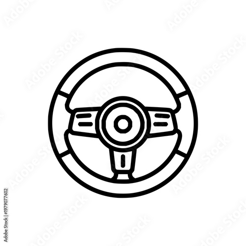 Steering Wheel Icon Black Line Art