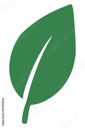 Simple Green Leaf Icon on White Background for Nature Themes
