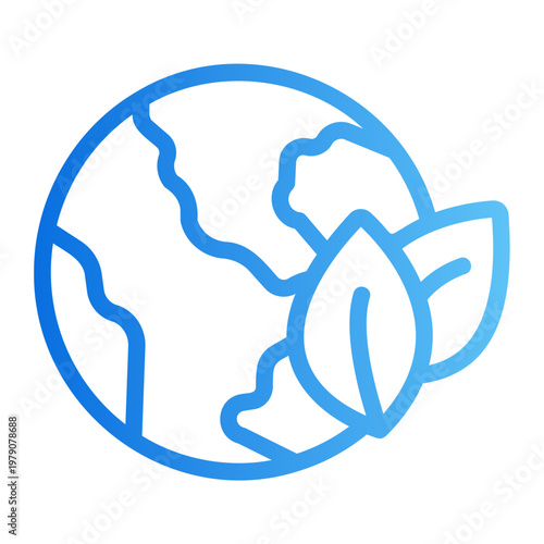 Earth leaf Line Gradient Icon