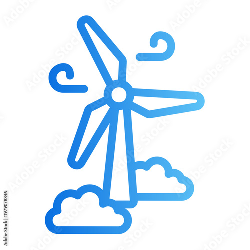 Wind turbine Line Gradient Icon