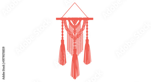 Red Boho Wall Hanging Decoration with Tassels.