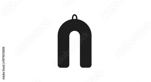 Black horseshoe charm on white background.