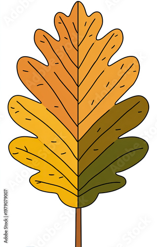 Stylized oak leaf with gradient from vibrant yellow to deep green