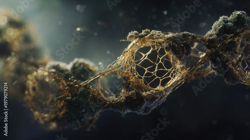 Abstract Golden Neural Network Structure with Glowing Particles in Dark Space