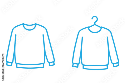 Clothing hanger icons, t-shirts, tank tops, crop tops, blouses, bras silhouettes, black and white vector set for fashion catalog, retail