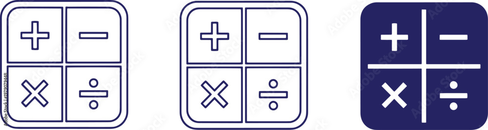 Fototapeta premium A set of calculator button icons in different design styles and colors..