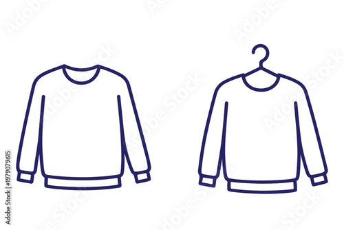 Clothing hanger icons, t-shirts, tank tops, crop tops, blouses, bras silhouettes, black and white vector set for fashion catalog, retail