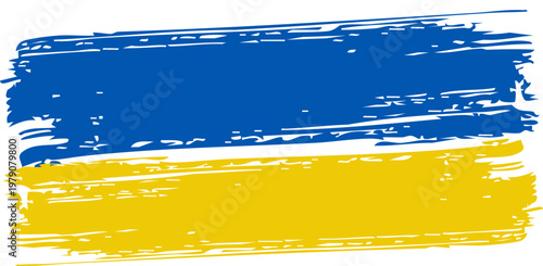 Ukraine Flag with Brush Concept. Flag of Ukraine in Grunge Style. Pray for Ukraine. Hand Painted Brush Flag of Ukraine Country. Eps10