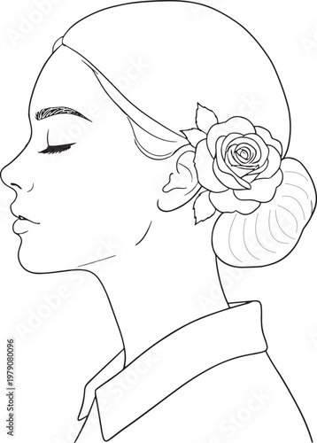 A woman with a rose in her hair