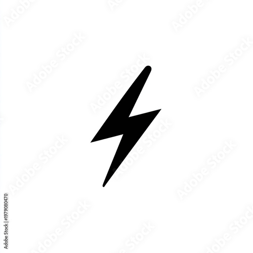 Black stylized lightning bolt on a white background