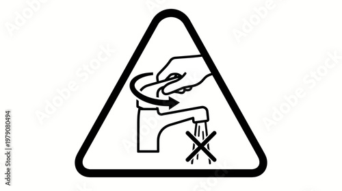 Turn of the tap, save water symbol