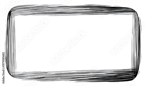 Rough, hand-drawn rectangular frame with rounded corners, made of scribbled lines