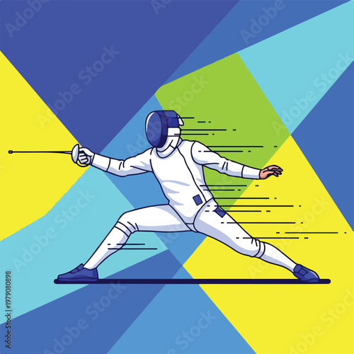 A fencer in a dynamic pose