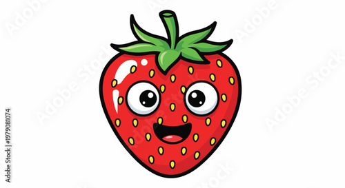 Cartoon Strawberry Character with Surprised Expression.