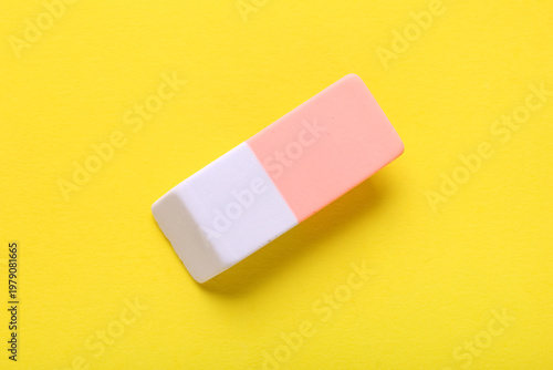Colorful rubber eraser on y...