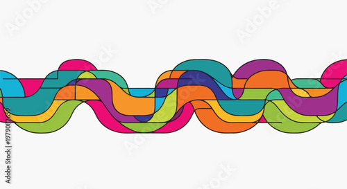 A colorful abstract design with wavy lines