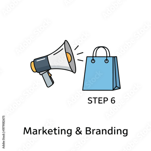 Megaphone and shopping bag