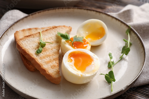 Plate with soft boiled eggs...