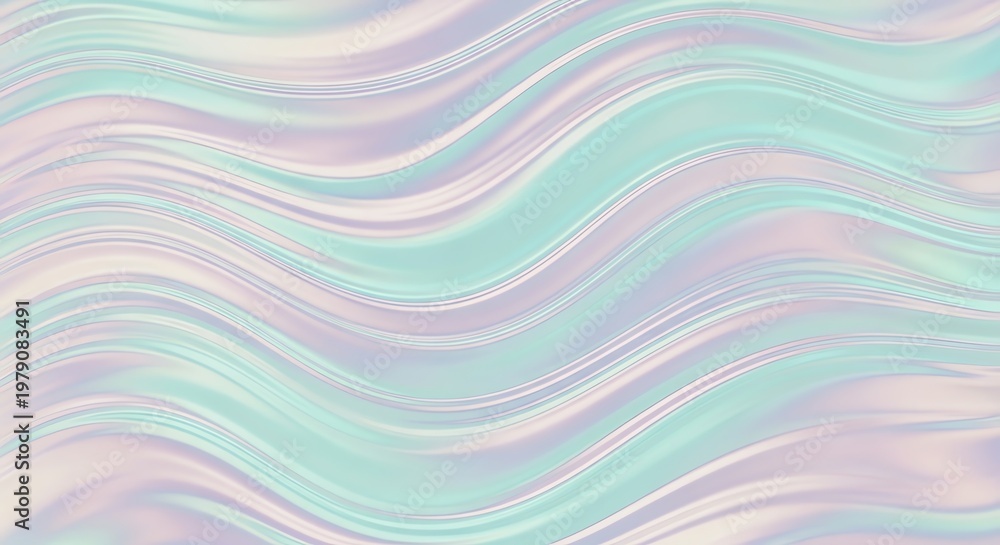 Fototapeta premium Pastel Iridescent Waves Ethereal Flowing Abstract Background
