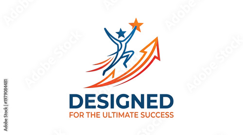 Corporate Logo of a Person Reaching for a Star Above an Arrow