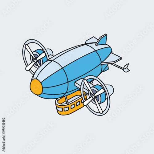 Vintage style zeppelin airship vehicle.