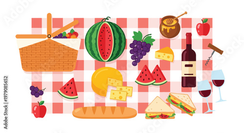 Assorted Food and Drink Items Display.