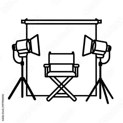 Director Chair Line Icon for Film Production