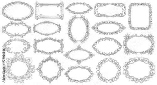 Tableau sur toile Collection of ornate vintage style frames and decorative borders