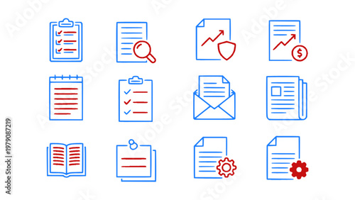 Clean document icons for files, reports, and office organization tasks.