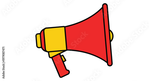 Colorful cartoon megaphone illustration closeup.