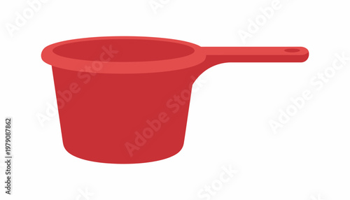 Vibrant red plastic water dipper, a practical and essential household utensil designed for versatile use in bathrooms, cleaning, and gardening tasks