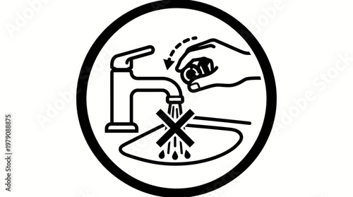 "Please close water tap / faucet after use" icon