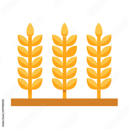 Stylized vector illustration of golden wheat sheaves against a black background