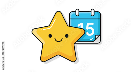 A smiling yellow star beside a blue calendar
